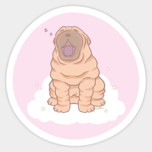 Fawn Shar Pei Puppy - Cute Shar Pei Yawning II Sticker